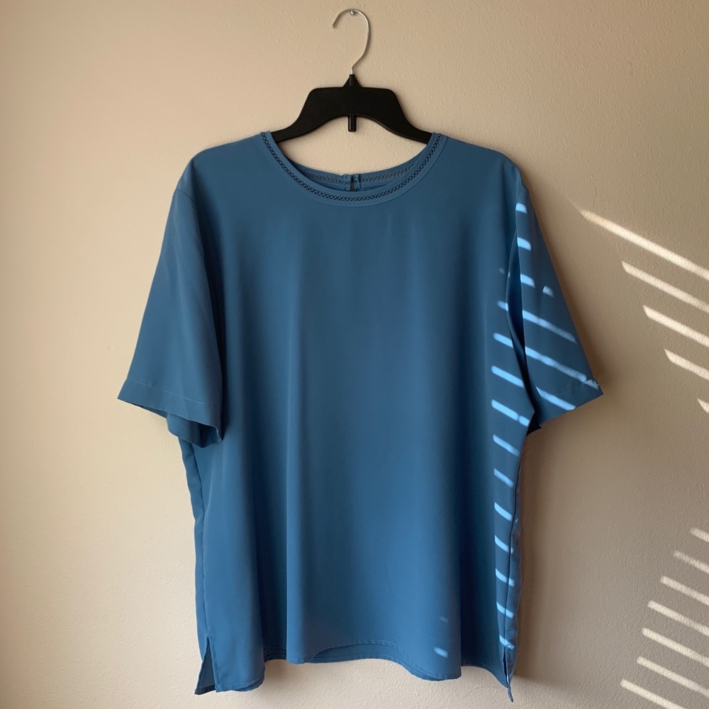 XL Karen Scott Lattice Neckline Blouse